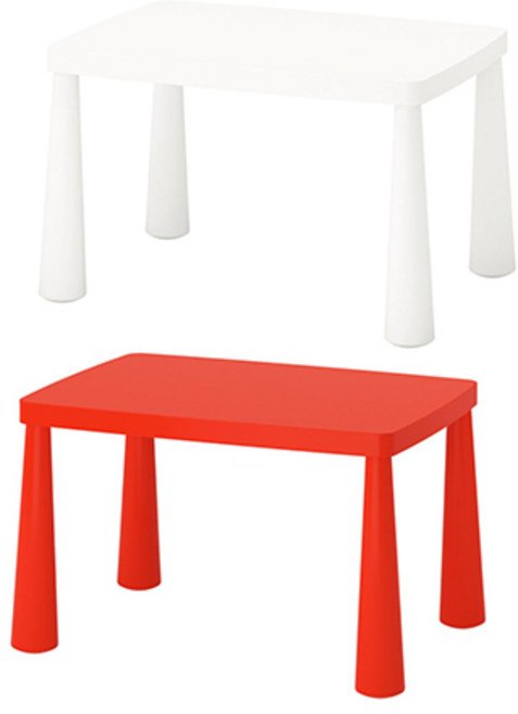 이케아 맘무트 어린이테이블 실내외겸용 77x55 cm, 화이트(703.651.76)