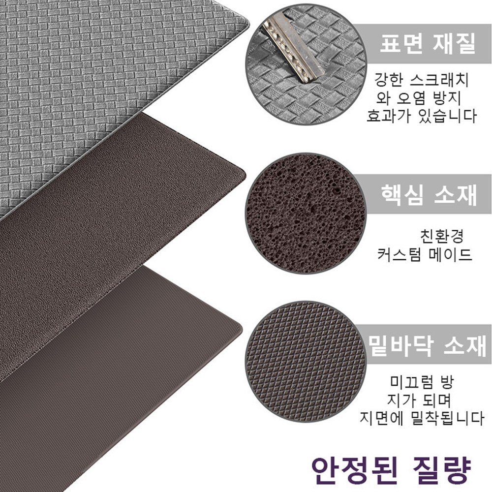 DEXI 쿠션 싱크대 방수 PVC 주방매트 특대형 싱크대발매트 미끄럼방지 두꺼운 10mm 주방 발매트 대형, 그레이할인 상세 이미지 2