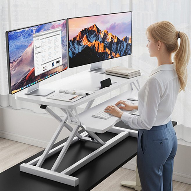 H N Quality Home 모션데스크 스탠딩책상 높이조절 14-49cm, 94cm, 화이트할인