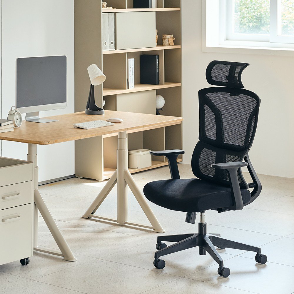 듀오백 T-ZERO 메쉬 사무용 컴퓨터 책상 의자, 블랙쿠폰할인 상세 이미지 1