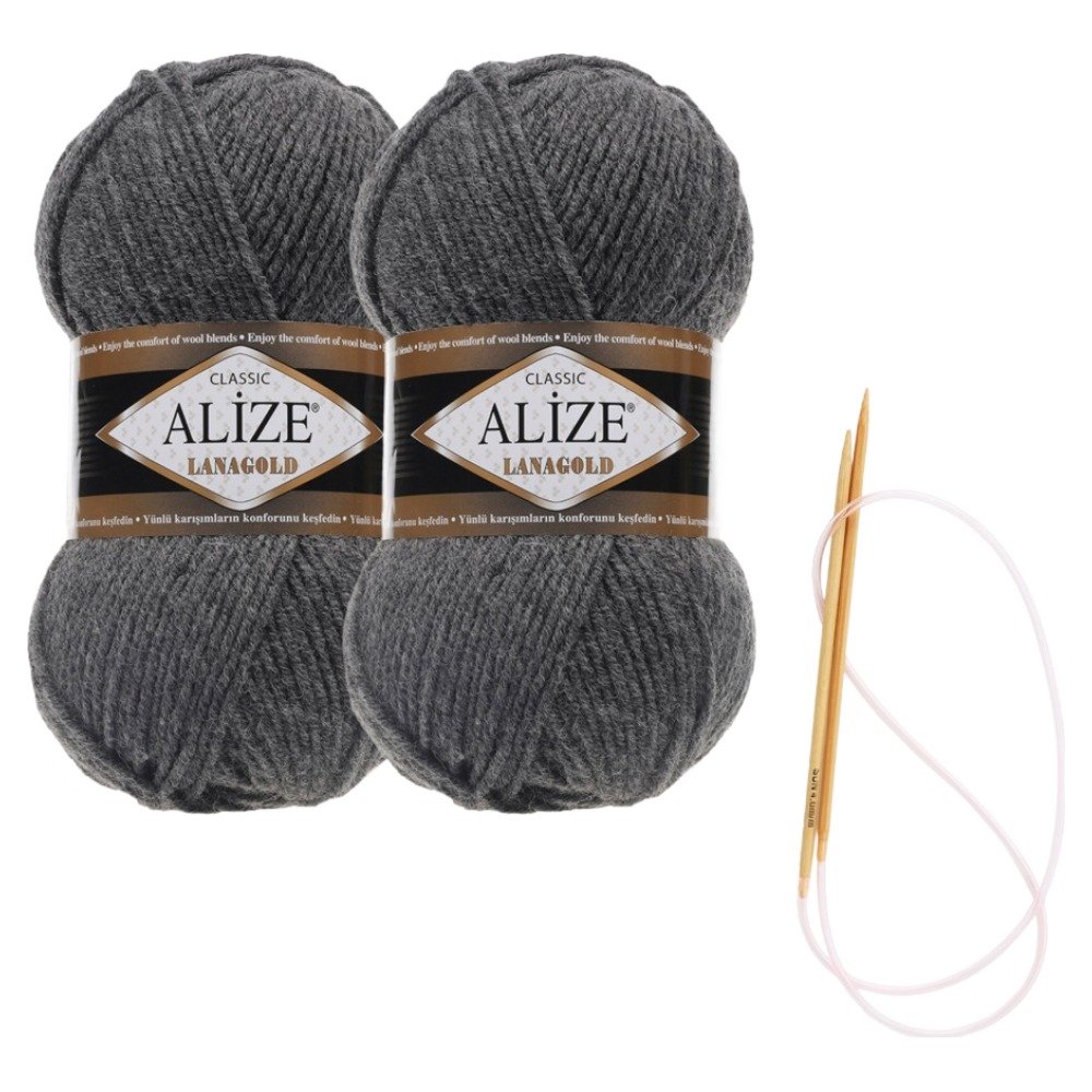 alize 라나골드 뜨개실 100g x 2p 목도리 패키지 도안 및 대바늘, 182, 1개 상세 이미지 1