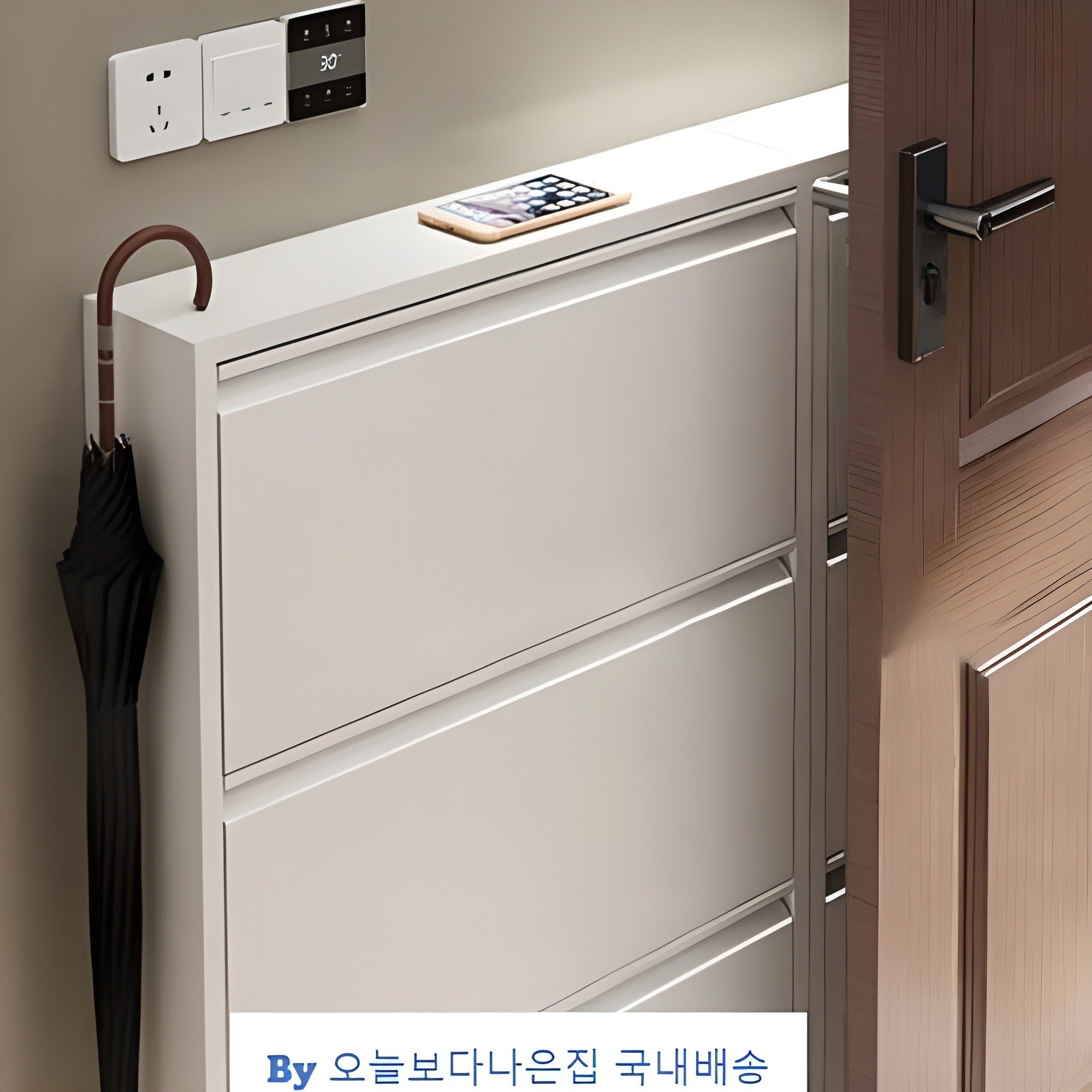 초슬림 신발장 3단 4단 원룸 좁은현관용 폴딩신발장 얇은신발장 좁은신발장 틈새신발장, 화이트 상세 이미지 1