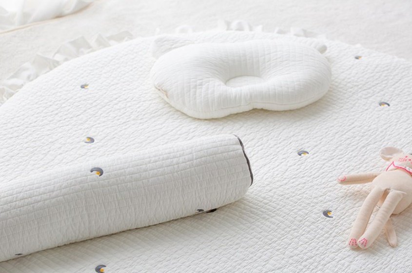 롤베이비 프리미엄 피그먼트 면 100수 아기 원형 러그, 문앤스타화이트, 1개 상세 이미지 2