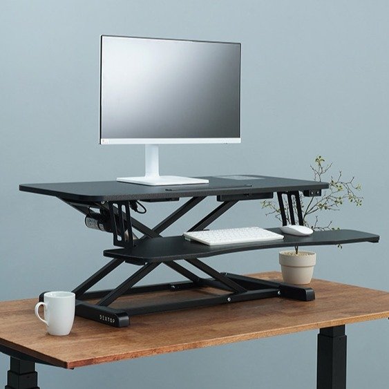 카피어랜드 덱스탑 거치형 전동 스탠딩 데스크 NE950 ONE SIZE(950 x 615 x 156~480 mm), 블랙 상세 이미지 2