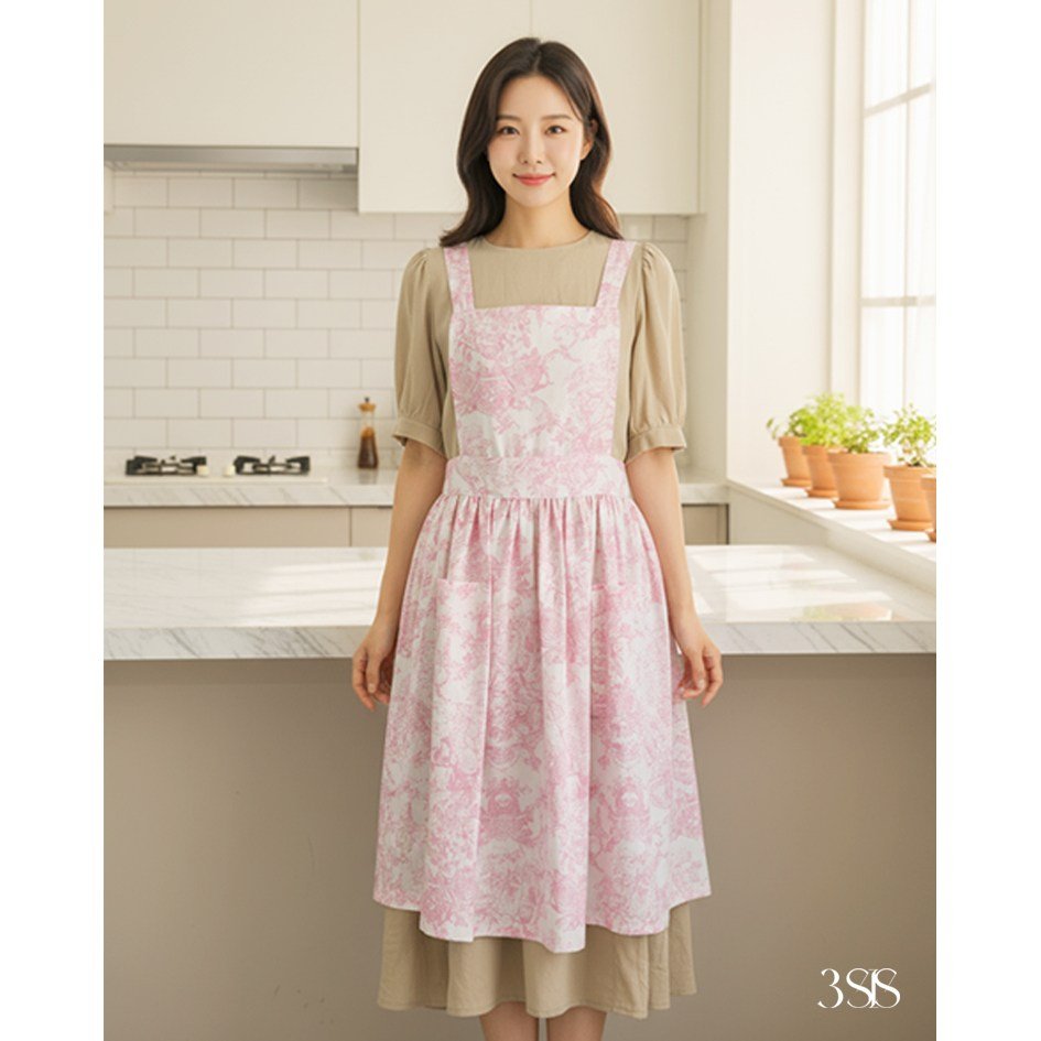 3SIS-메종 뜨왈 앞치마 국산 핸드메이드 제품, 그레이, 1개 상세 이미지 1