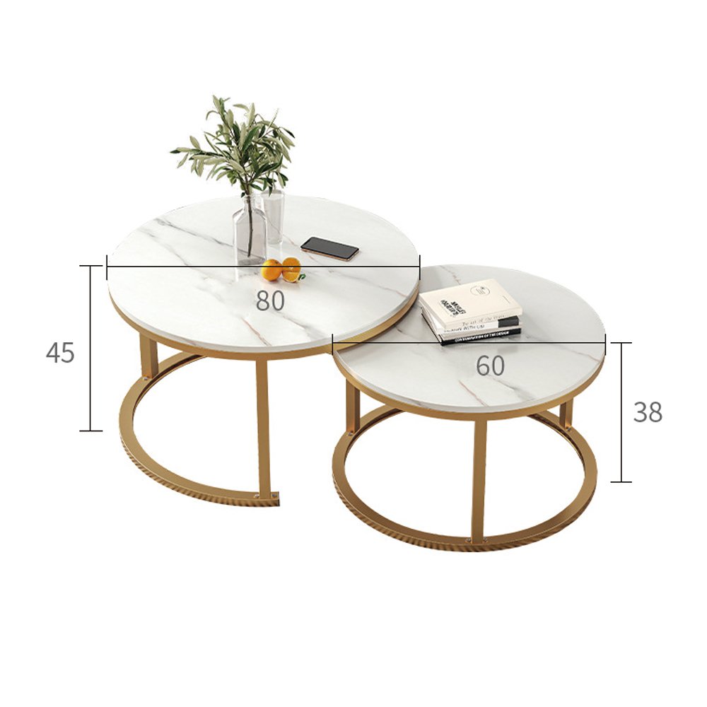 Comfy Nest 원형 거실테이블 60CM-80CM 소파 테이블, 화이트+골드 상세 이미지 1