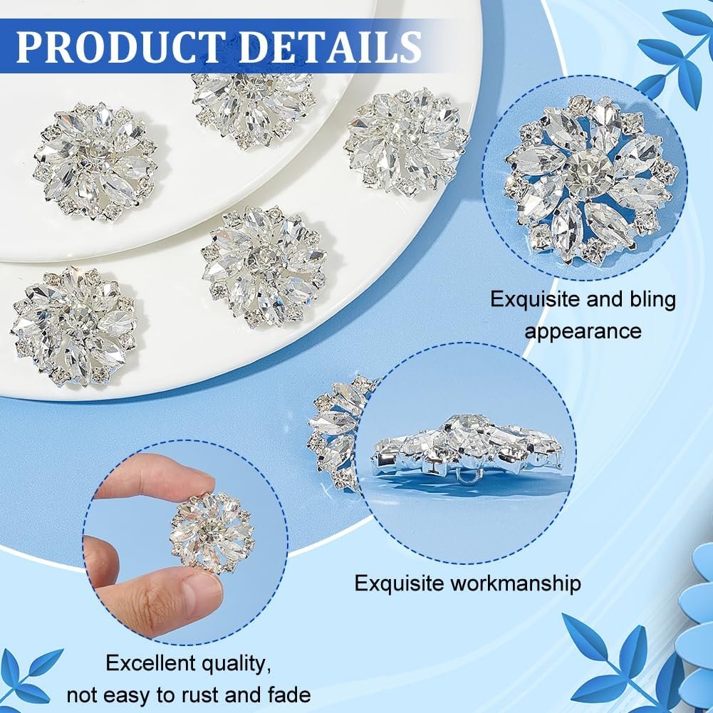 프루마 고급 큐빅 진주 보석 단추, 5개, 실버 상세 이미지 1