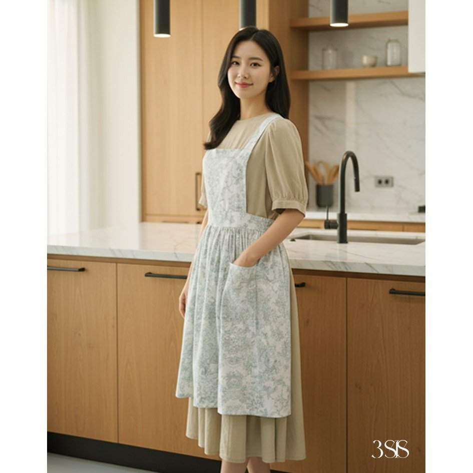 3SIS-메종 뜨왈 앞치마 국산 핸드메이드 제품, 그레이, 1개 상세 이미지 1