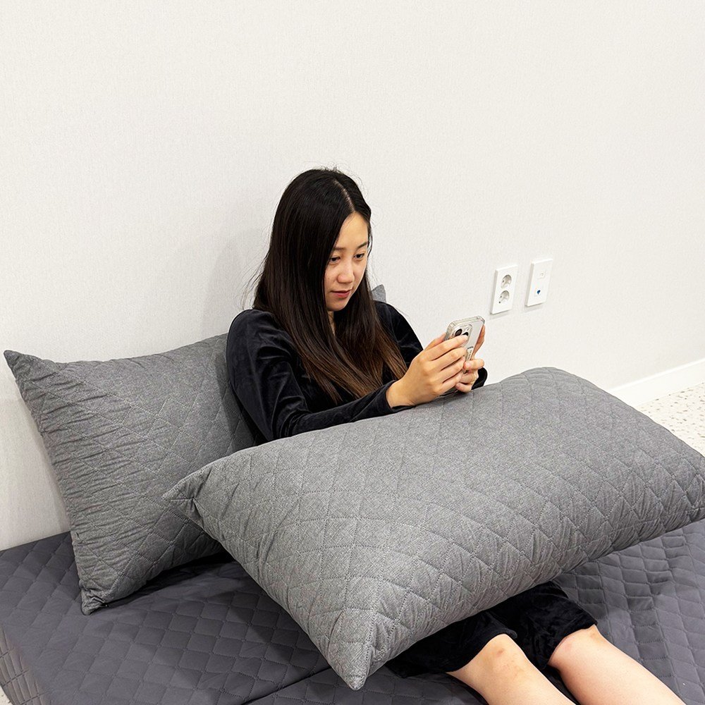 등편한 빵빵한 누빔솜 등받이 발 침대 대형 침대 쇼파 허리 쿠션 커버포함 100x60, 모던그레이누비할인 상세 이미지 2
